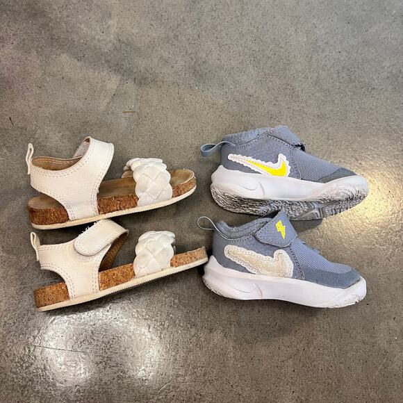 Nike Gray sneaker shoes H&M White sandals bundle toddler girls size 5 baby - Picture 3 of 5